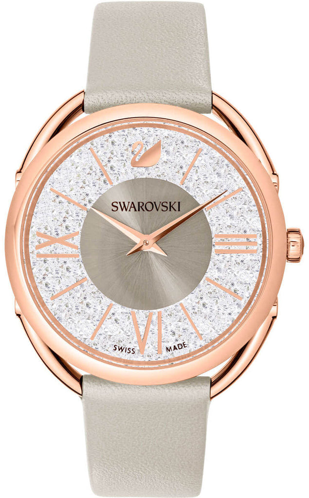Swarovski Crystalline Glam Silver Dial Grey Leather Strap Watch for Women - 5452455 Buy Now By Swarovski