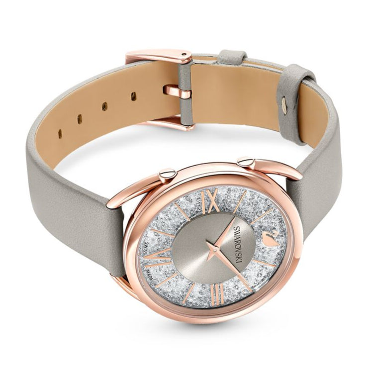 Swarovski Crystalline Glam Silver Dial Grey Leather Strap Watch for Women - 5452455 Buy Now By Swarovski