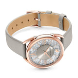 Swarovski Crystalline Glam Silver Dial Grey Leather Strap Watch for Women - 5452455 Buy Now By Swarovski