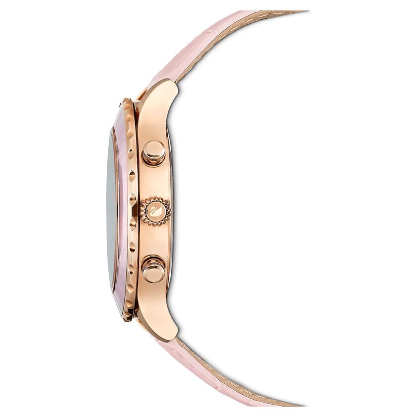 Swarovski Octea Lux Chrono Pink Dial Pink Leather Strap Watch for Women - 5452501 Buy Now By Swarovski