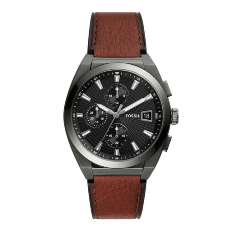 Fossil Everett Chronograph Grey Dial Brown Leather Strap Watch for Men - FS5799 Buy Now By Fossil