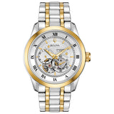 Bulova BVA Skeleton Silver Dial Two Tone Steel Strap Watch for Men - 98A230 Buy Now By Bulova
