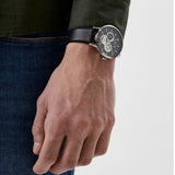 Armani Exchange Cayde Chronograph Black Dial Black Leather Strap Watch for Men - AX2745 Buy Now By Armani Exchange