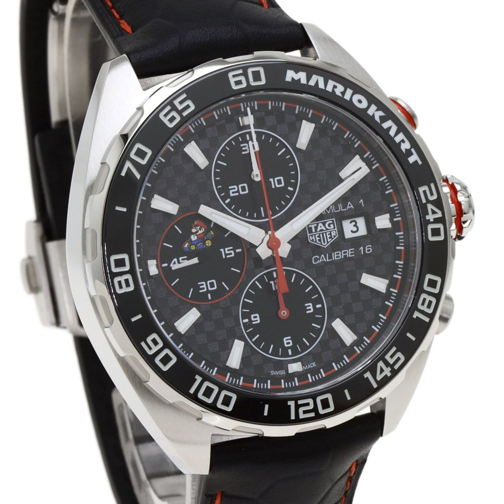 Tag Heuer Formula 1 Mario Kart Chronograph Black Dial Black Leather Strap Watch for Men - CAZ201E.FC6517 Buy Now By Tag Heuer