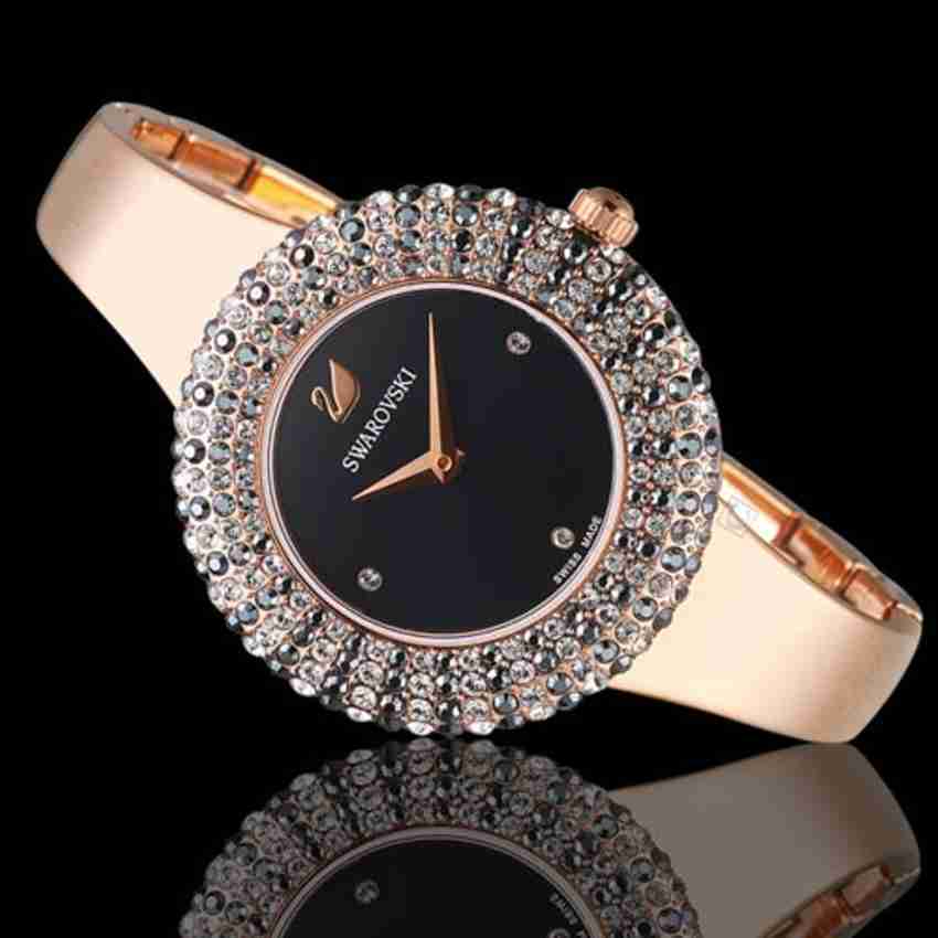 Swarovski Crystal Rose Black Dial Rose Gold Steel Strap Watch for Women - 5484050 Buy Now By Swarovski