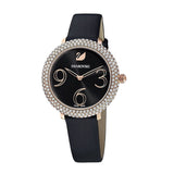 Swarovski Crystal Frost Black Dial Black Leather Strap Watch for Women - 5484058 Buy Now By Swarovski