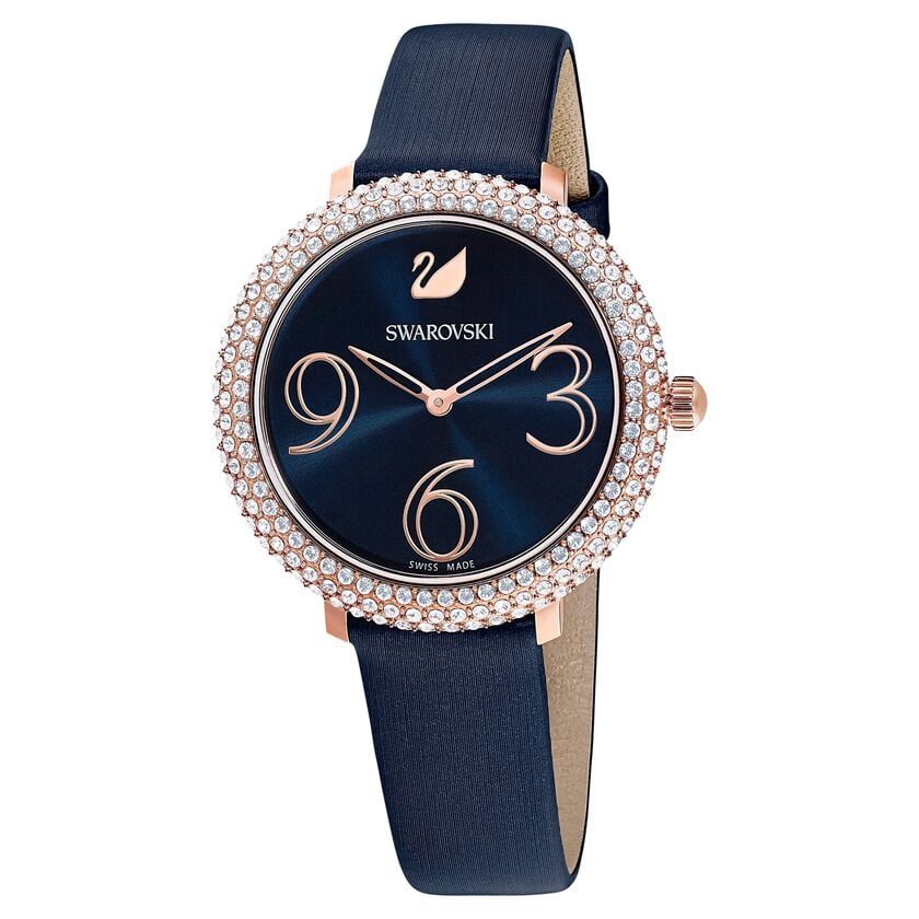 Swarovski Crystal Frost Blue Dial Blue Leather Strap Watch for Women - 5484061 Buy Now By Swarovski