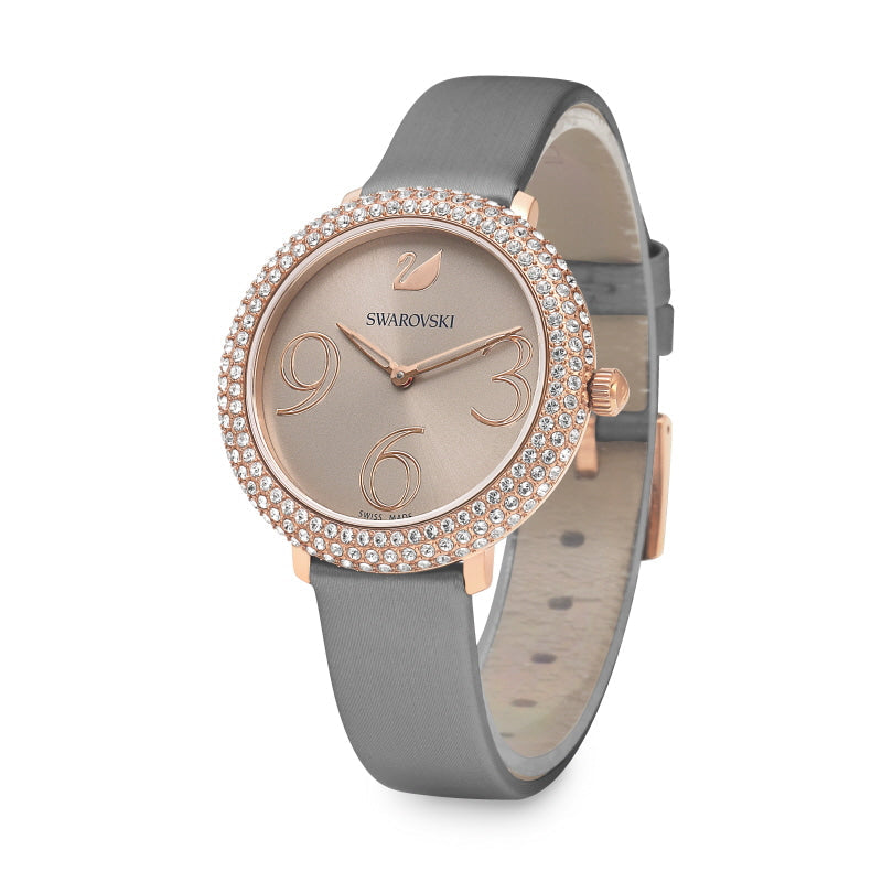 Swarovski Crystal Frost Grey Dial Grey Leather Strap Watch for Women - 5484067 Buy Now By Swarovski