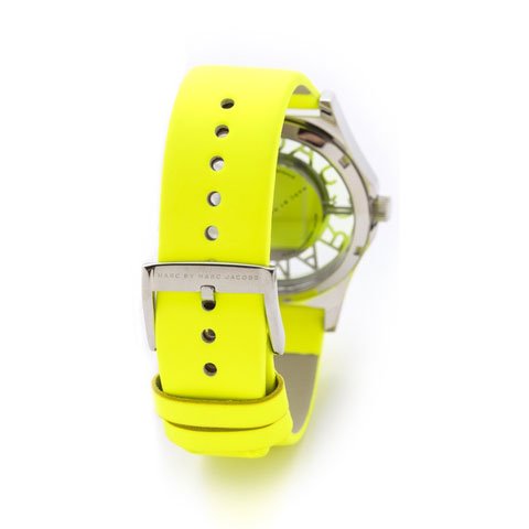 Marc Jacobs Henry Skeleton Neon Yellow Dial Yellow Leather Strap Watch for Women - MBM1242 Buy Now By Marc Jacobs
