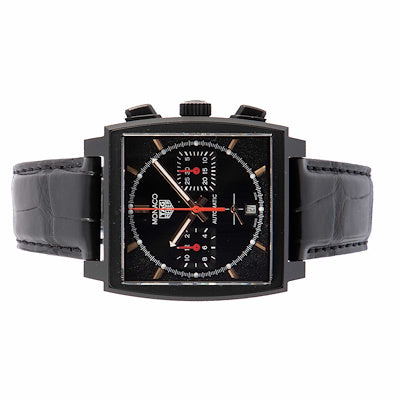 Tag Heuer Monaco Automatic Chronograph Black Dial Black Leather Strap Watch for Men - CBL2180.FC6497 Buy Now By Tag Heuer