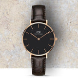 Daniel Wellington Classic Petite York Black Dial Brown Leather Strap Watch For Women - DW00100170 Buy Now By Daniel Wellington