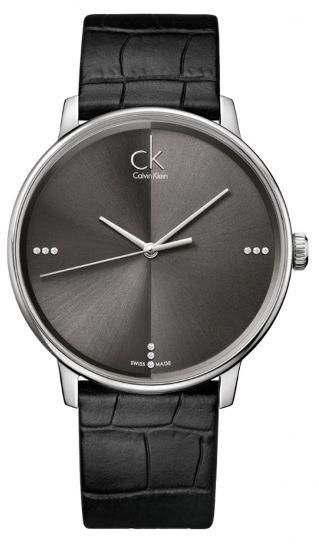 Calvin Klein Accent Black Dial Black Leather Strap Watch for Men - K2Y2X1CU Buy Now By Calvin Klein