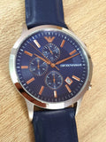 Emporio Armani Renato Chronograph Blue Dial Black Leather Strap Watch For Men - AR11216 Buy Now By Emporio Armani