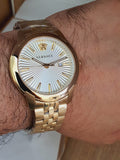 Versace V-Urban Quartz White Dial Gold Steel Strap Watch For Men - VELQ00719 Buy Now By Versace