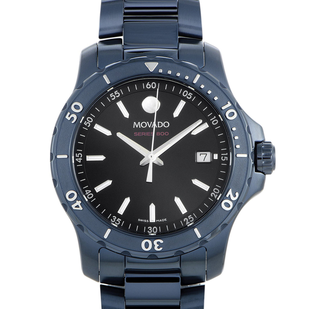 Movado Series 800 Black Dial Blue Ion Plated Steel Strap Watch for Men - 2600139 Buy Now By Movado