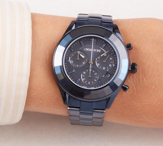 Swarovski Octea Lux Sport Chronograph Blue Dial Blue Steel Strap Watch for Women - 5610475 Buy Now By Swarovski