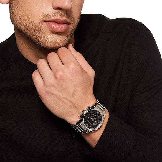 Emporio Armani Valente Chronograph Quartz Black Dial Silver Steel Strap Watch For Men - AR11083 Buy Now By Emporio Armani