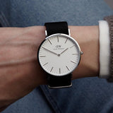 Daniel Wellington Classic Cornwall White Dial Black Nylon Strap Watch For Men - DW00100258 Buy Now By Daniel Wellington