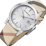 Burberry The City Nova Silver Dial White Leather Strap Watch for Women - BU9022 Buy Now By Burberry