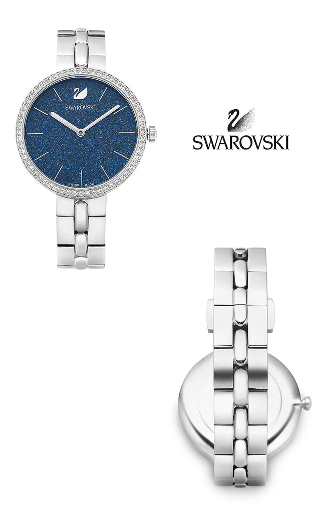 Swarovski Cosmopolitan Blue Dial Silver Steel Strap Watch for Women - 5517790 Buy Now By Swarovski