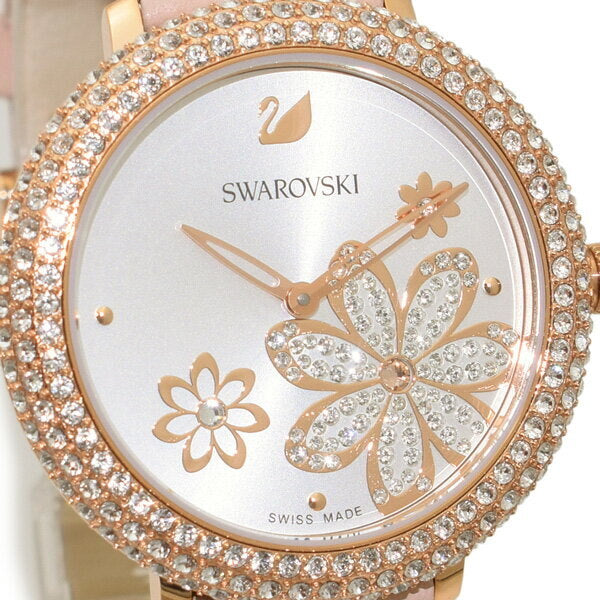 Swarovski Crystal Frost White Dial Pink Leather Strap Watch for Women - 5519223 Buy Now By Swarovski