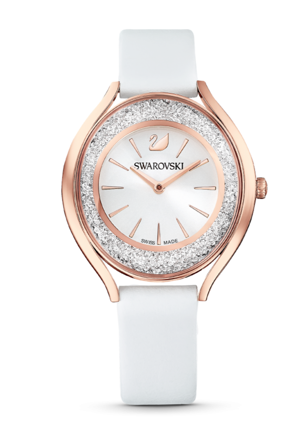Swarovski Crystalline Aura Silver Dial White Leather Strap Watch for Women - 5519453 Buy Now By Swarovski