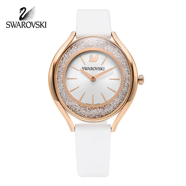 Swarovski Crystalline Aura Silver Dial White Leather Strap Watch for Women - 5519453 Buy Now By Swarovski