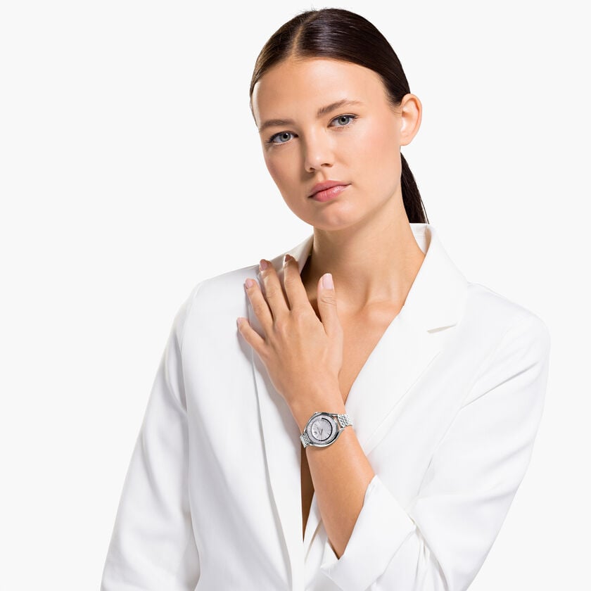 Swarovski Crystalline Aura Silver Dial Silver Steel Strap Watch for Women - 5519462 Buy Now By Swarovski