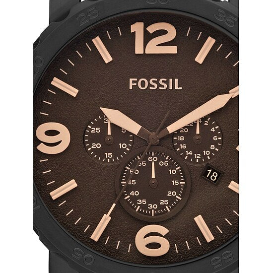 Fossil Nate Chrongraph Ion Plated Black Dial Black Steel Strap Watch for Men - JR1356 Buy Now By Fossil