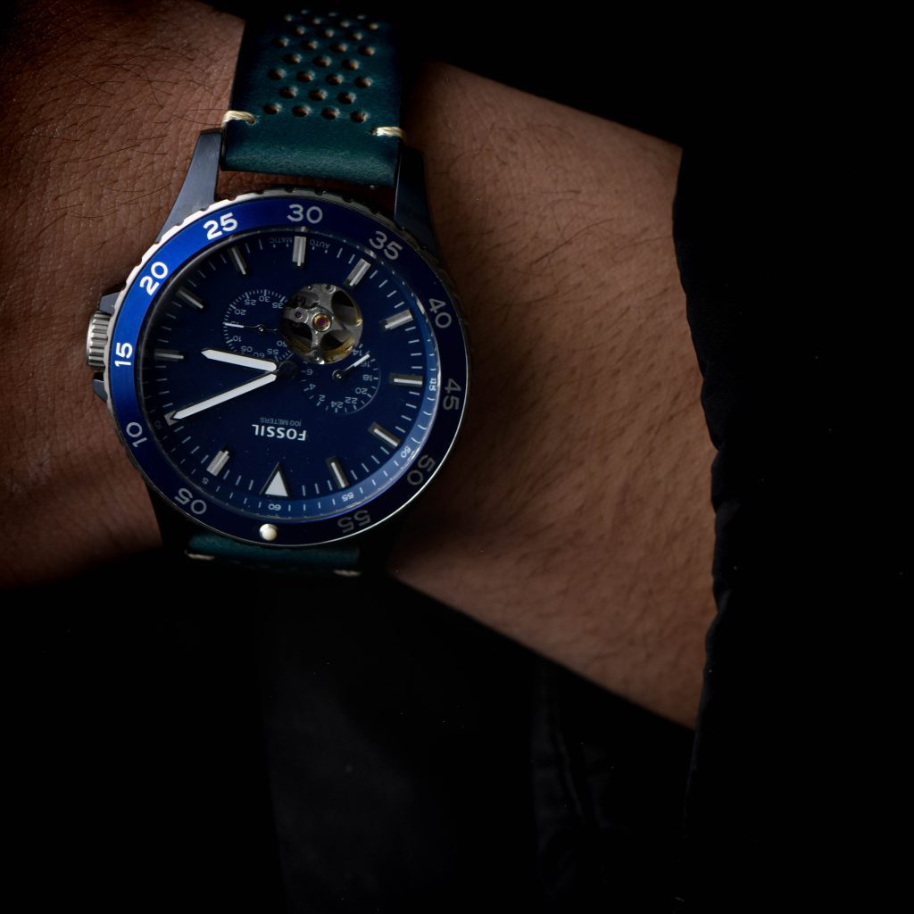 Fossil Crewmaster Sports Automatic Blue Dial Blue Leather Strap Watch for Men - ME3149 Buy Now By Fossil