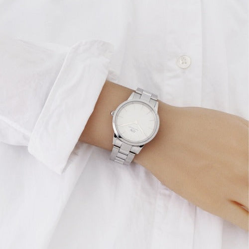 Daniel Wellington Iconic Link White Dial Silver Steel Strap Watch for Women - DW00100203