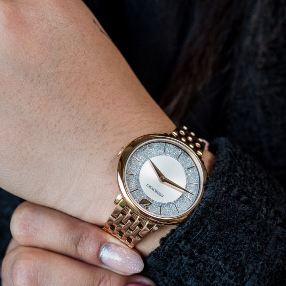 Swarovski Crystalline Chic Analog Silver Dial Rose Gold Steel Strap Watch for Women - 5544590 Buy Now By Swarovski