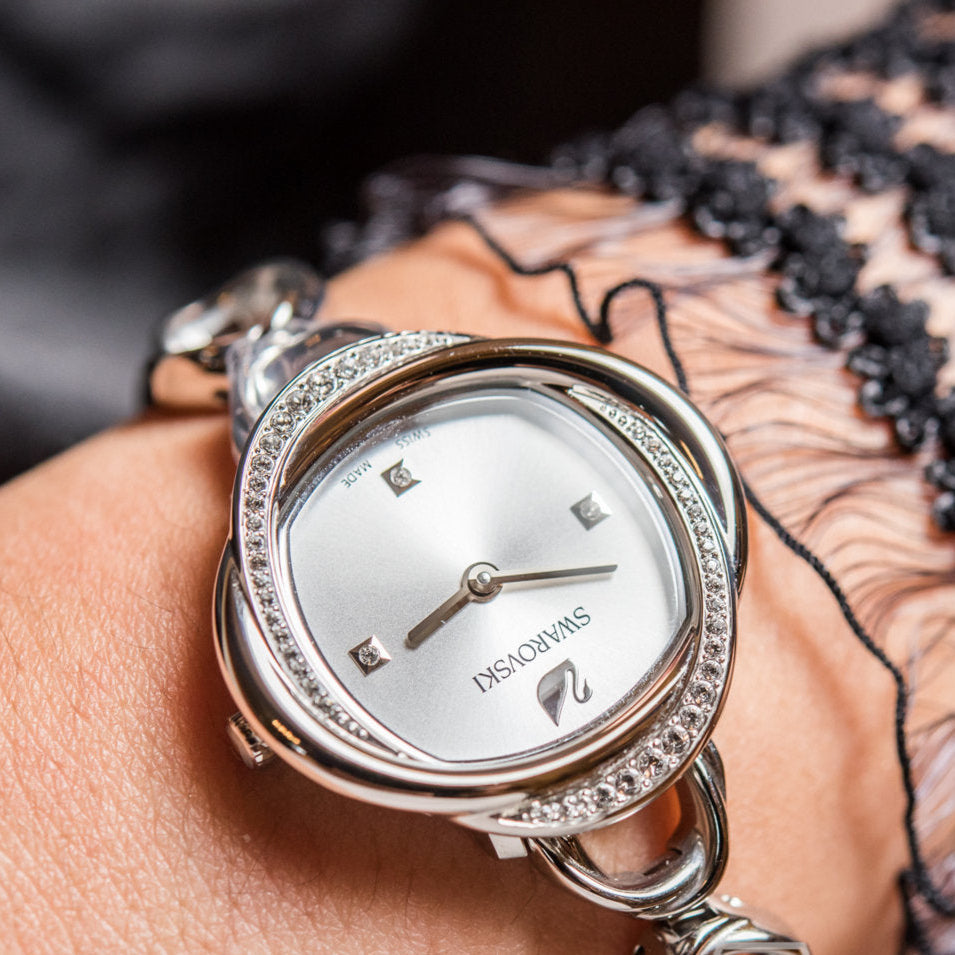 Swarovski Crystal Flower Silver Dial Silver Steel Strap Watch for Women - 5547622 Buy Now By Swarovski