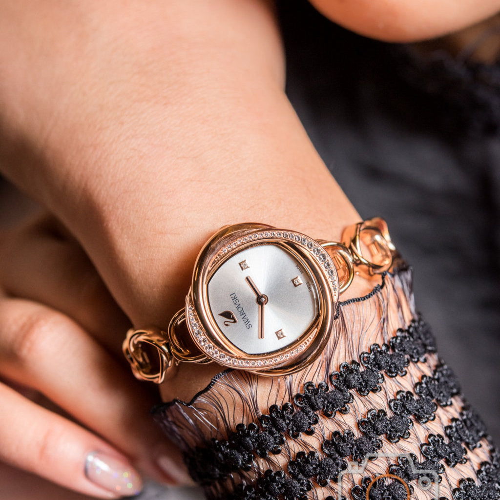 Swarovski Crystal Flower Silver Dial Rose Gold Steel Strap Watch for Women - 5547626 Buy Now By Swarovski