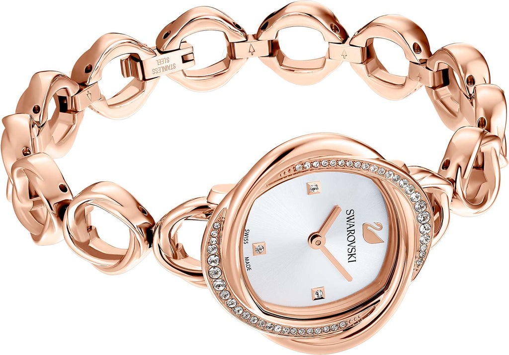 Swarovski Crystal Flower Silver Dial Rose Gold Steel Strap Watch for Women - 5547626 Buy Now By Swarovski