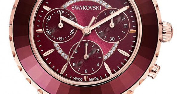 Swarovski Octea Lux Chrono Red Dial Red Leather Strap Watch for Women - 5547642 Buy Now By Swarovski