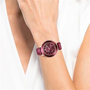 Swarovski Octea Lux Chrono Red Dial Red Leather Strap Watch for Women - 5547642 Buy Now By Swarovski