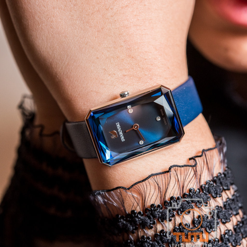 Swarovski Uptown Crystal Blue Dial Blue Leather Strap Watch for Women - 5547713 Buy Now By Swarovski