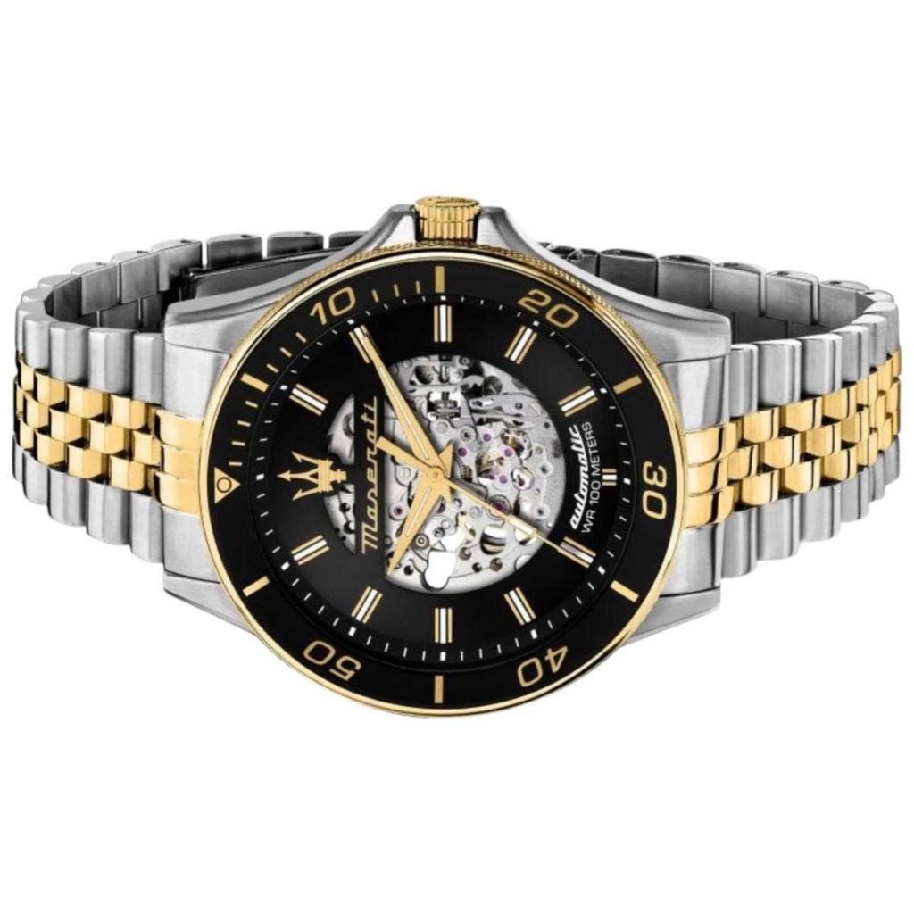 Maserati SFIDA Automatic Skeleton Black Dial Two Tone Steel Strap Watch For Men - R8823140010 Buy Now By Maserati
