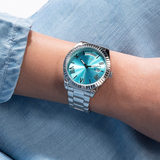 Guess Connoisseur Turquoise Dial Silver Steel Strap Watch for Men - GW0265G11 Buy Now By Guess