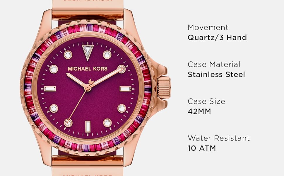 Michael Kors Everest Pave Crystals Pink Dial Pink Rubber Strap Watch for Women - MK7441 Buy Now By Michael Kors