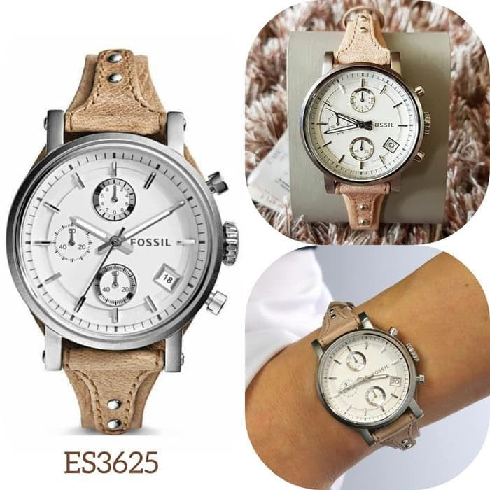 Fossil Boyfriend Chronograph White Dial Brown Leather Strap Watch for Women - ES3625 Buy Now By Fossil