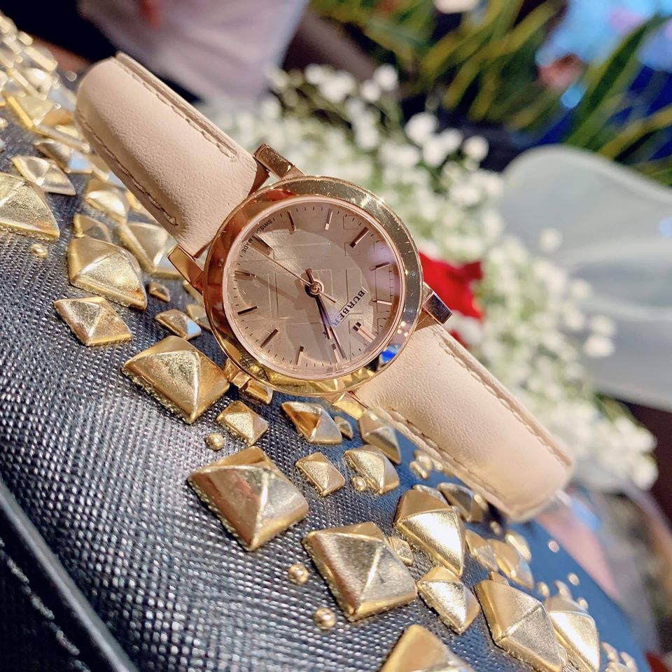 Burberry The City Gold Dial Beige Leather Strap Watch for Women - BU9210 Buy Now By Burberry