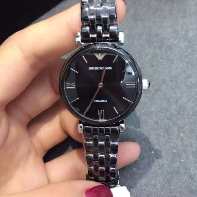 Emporio Armani Ceramica Black Dial Black Ceramic Strap Watch For Women - AR1487 Buy Now By Emporio Armani
