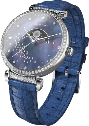 Swarovski Passage Moon Phase Blue Dial Blue Leather Strap Watch for Women - 5613320 Buy Now By Swarovski