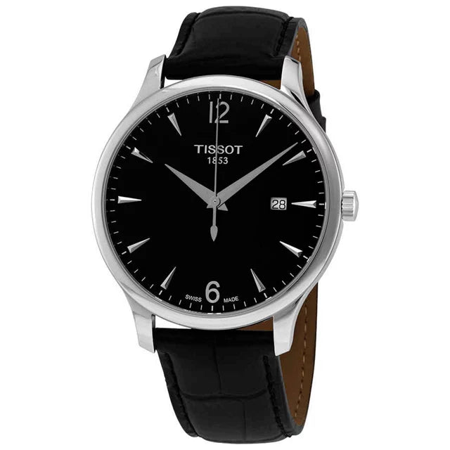 Tissot T Classic Tradition Black Dial Black Leather Strap Watch For Men - T063.610.16.057.00 Buy Now By Tissot