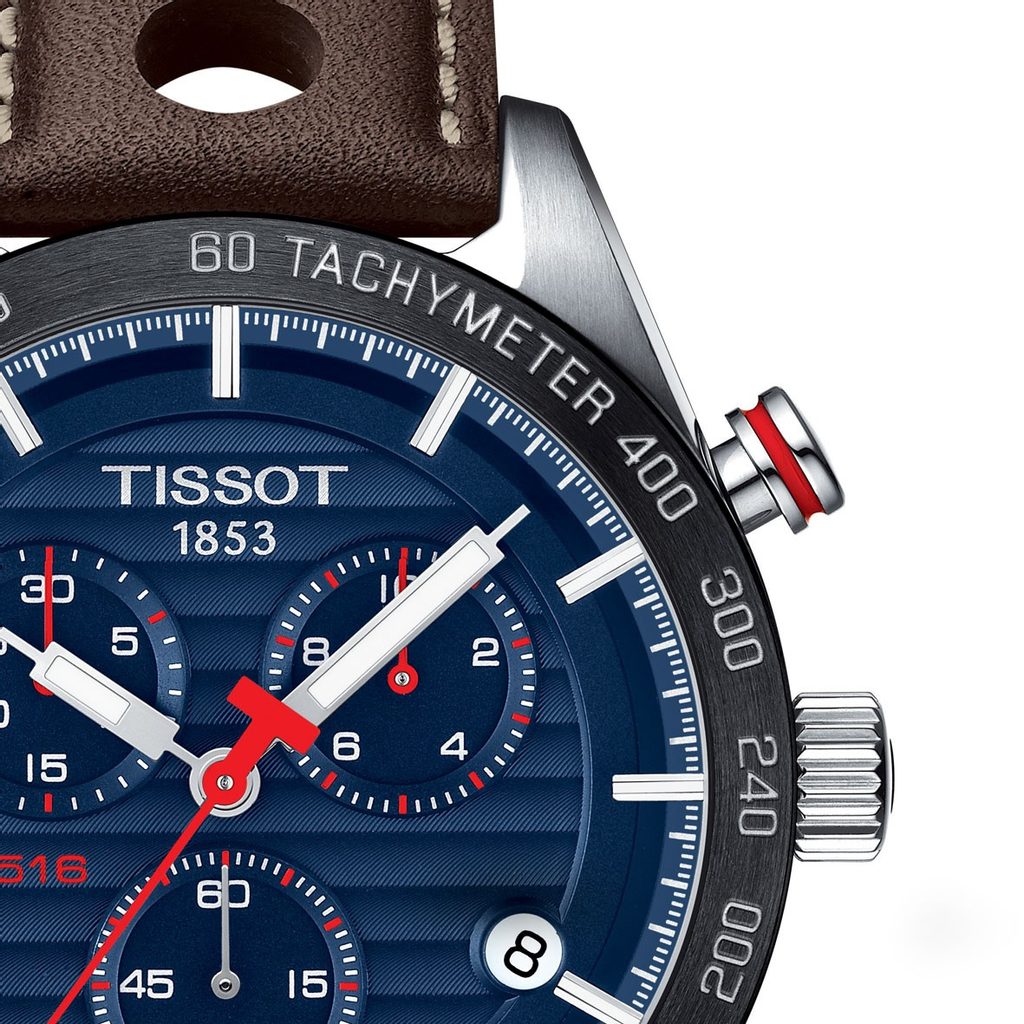 Tissot PRS 516 Chronograph Blue Dial Brown Leather Strap Watch For Men - T100.417.16.041.00 Buy Now By Tissot