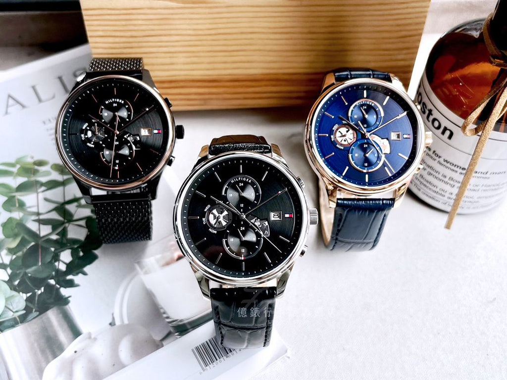 Tommy Hilfiger Weston Chronograph Black Dial Black Leather Strap Watch For Men - 1710502 Buy Now By Tommy Hilfiger