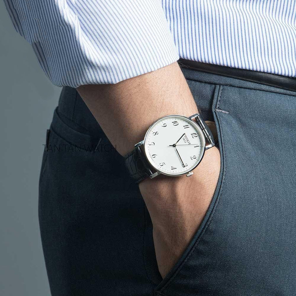 Tissot Everytime Desire Medium White Dial Black Leather Strap Watch For Men - T109.410.16.032.00 Buy Now By Tissot