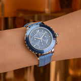 Swarovski Octea Lux Chrono Blue Dial Blue Leather Strap Watch for Women - 5580600 Buy Now By Swarovski